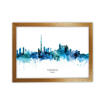 Toronto Canada Skyline Blue City Name by Michael Tompsett - 1 Piece Wall Art