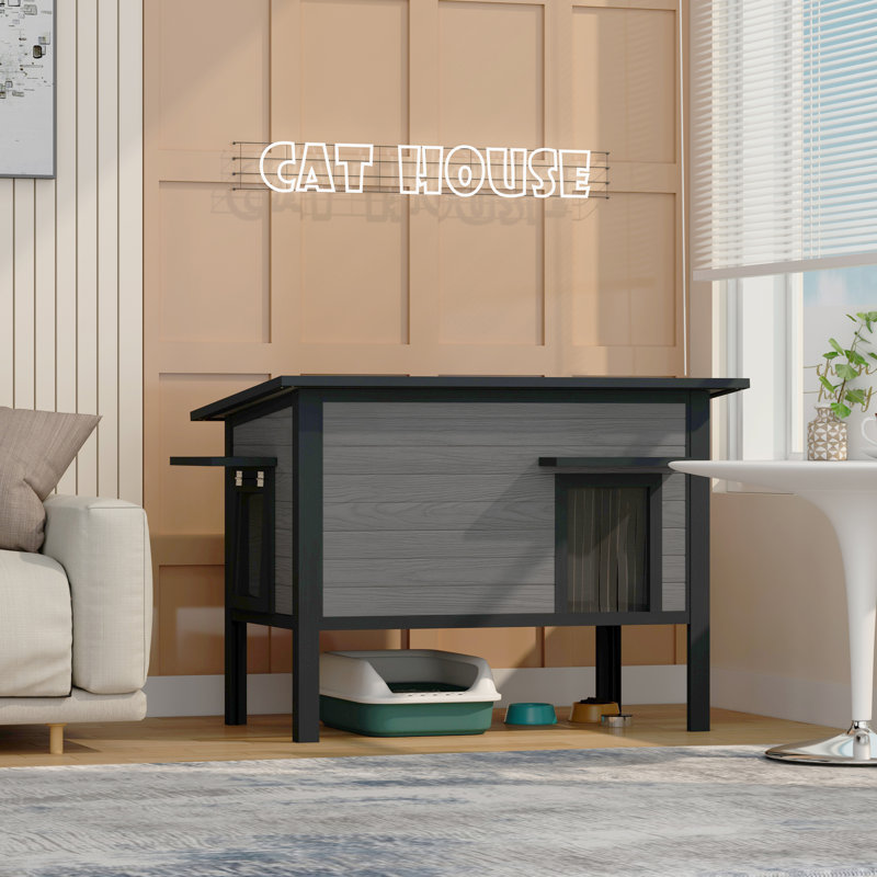 Abri pour chat extérieur / intérieur pour plusieurs chats - spacieux, résistant aux intempéries et confortable