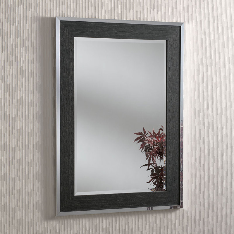 Arizel Flat Wall Mirror, 172cm H x 80cm W, Black/Chrome
