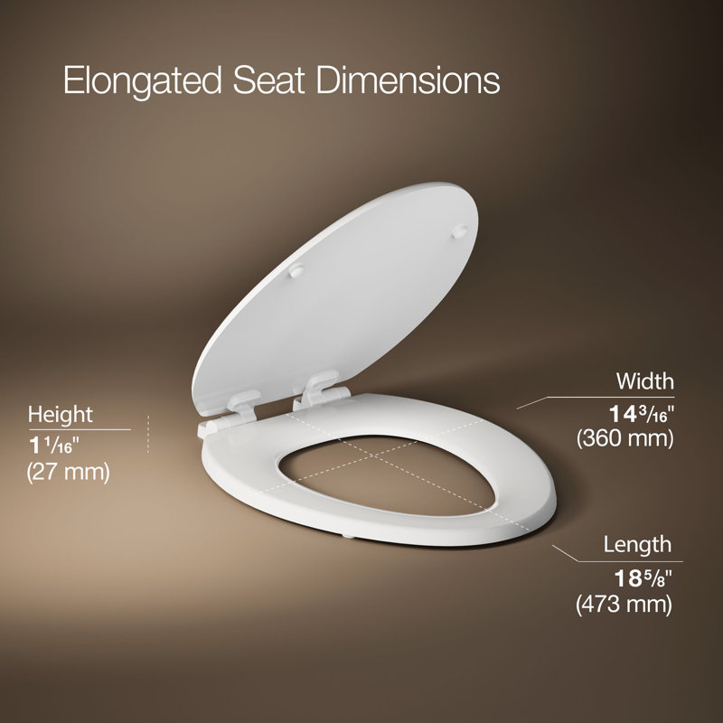 Stonewood Quiet-Close Compression-Molded Wood Toilet Seat, White, Elongated