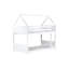 Lit simple superposé au-dessus du plancher, bois d'hévéa blanc avec garde-corps et têtes de lit-968732886