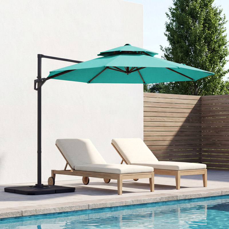 Parasol en porte-à-faux Pulk, Bleu paon, L 120 po x P 120 po