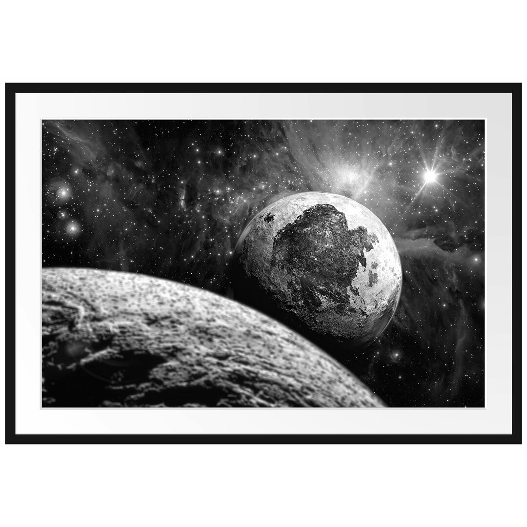 Gerahmtes Poster Alien Planeten im Weltall