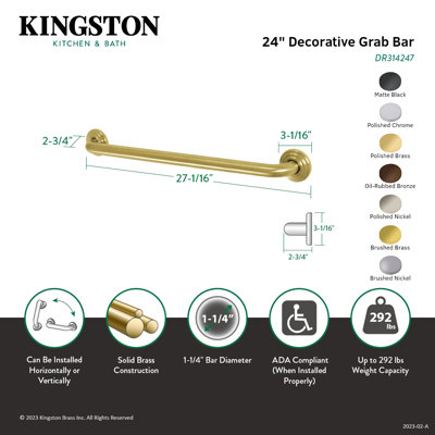 Kingston Brass Restoration 1-1/4 Inch O.D Grab Bar