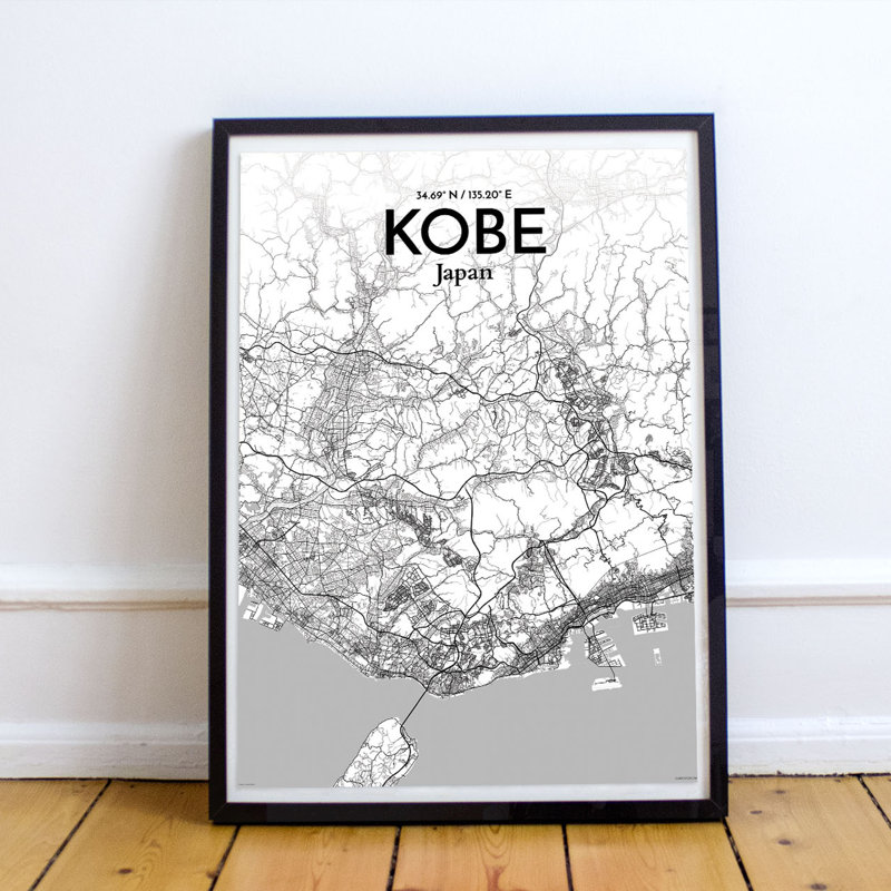 Kobe City Map - No Frame Print, 43.2cm H x 27.9cm W x 0.13cm D