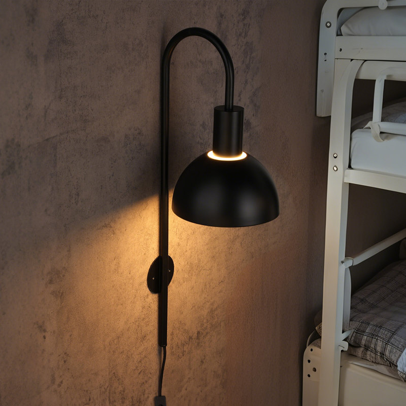 Applique murale enfichable, lampe murale d'intérieur en métal, base E26, Noir