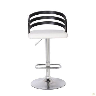 Modern Wood Back Adjustable Swivel Bar Stool With Cushion