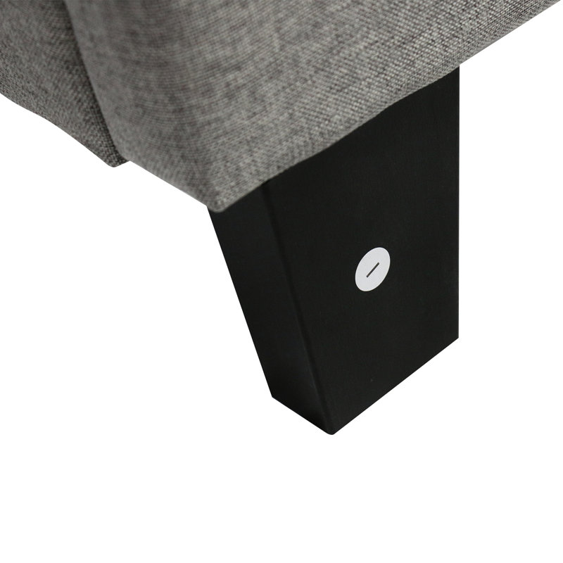 Structure de lit plateforme tapissier de très grande taille, tête de lit à boutons gris, sans sommier, support à lattes de bois, assemblage facile, 78,66 po Largeur avec tissu en lin, gris, ressort nécessaire, structure d'assemblage fiable