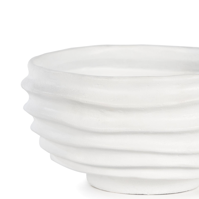 Handcrafted White Sculpted Metal Decorative Bowl