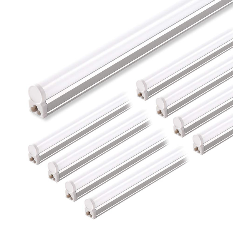 Barrina (paquet de 8 luminaires simples intégrés T5 à DEL, 4 pi, 2 200 lm, 5 000 K, 20 W), luminaire utilitaire, plafonnier et éclairage sous armoire, homologué ETL, avec interrupteur marche / arrêt intégré