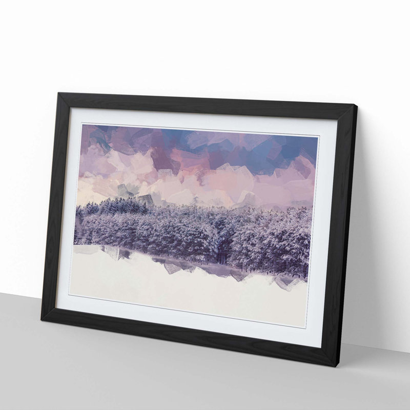Purple Sky at Winter in Abstract - Picture Frame Graphic Art Print, 60cm H x 91cm W x 2cm D, Black