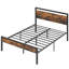 Base de lit plateforme industrielle en métal avec tête de lit et support en lattes de fer-1224436636-1224436638