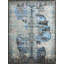 Hand Knotted Damask Area Rug in Blue/Gray/Black-424819122