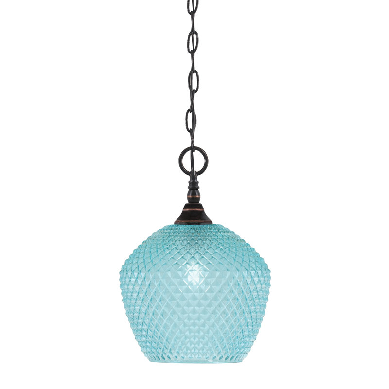 Mini-luminaire suspendu en chaîne avec verre, Cuivre / noir