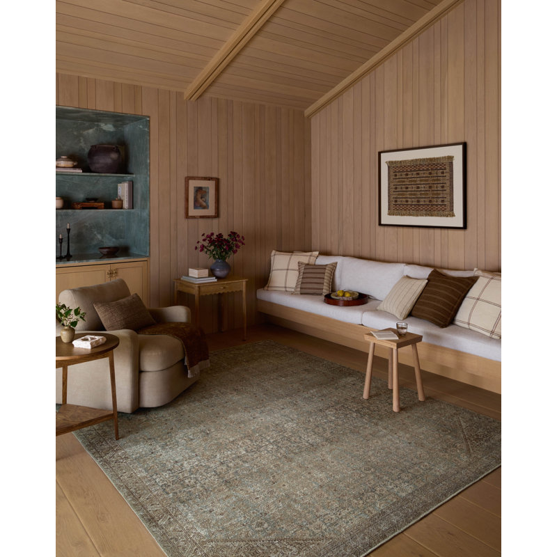 Amber Lewis x Loloi Cambria Aqua / Natural Area Rug, Runner 2'6" x 7'6"