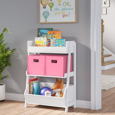 RiverRidge Kids 2pc Fabric Collapsible Storage Cube Organizers with Handles for Playroom Organization - Pink