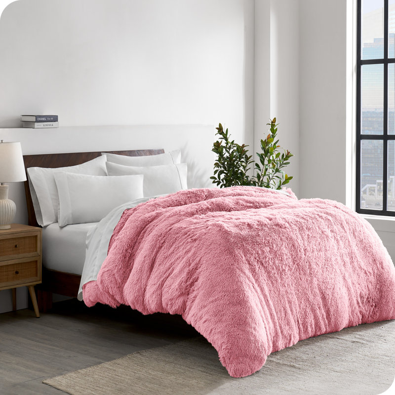 Light Pink Shaggy Faux Fur Twin/Twin XL Duvet Cover
