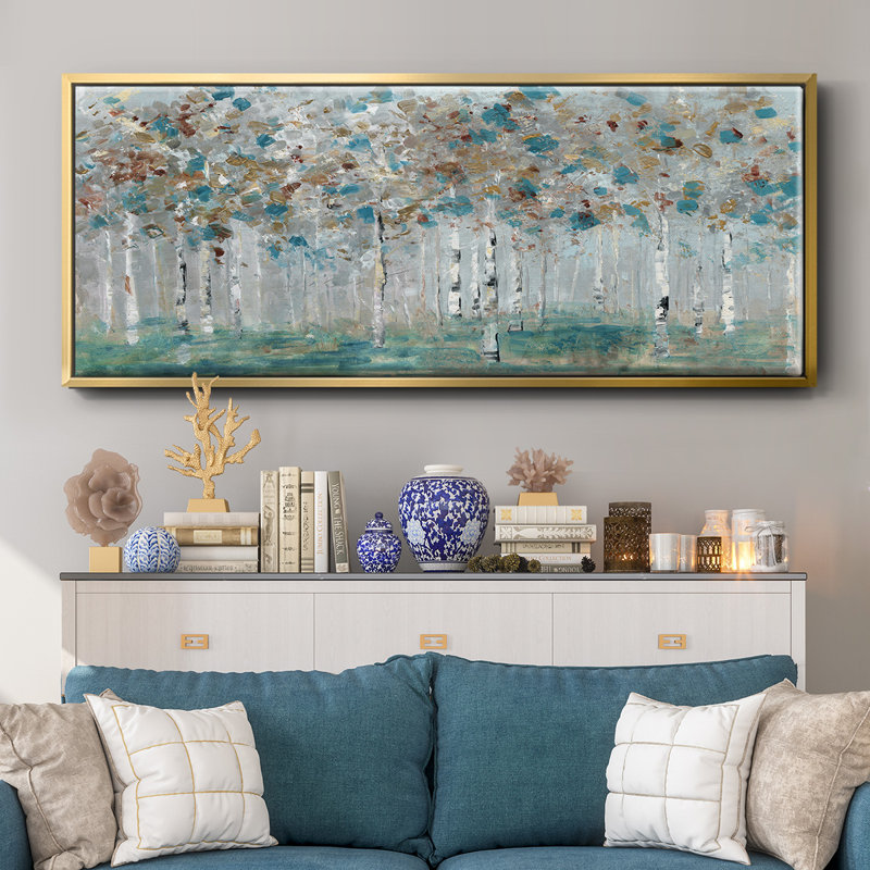 Teal Forest- Framed Canvas, 24" H x 60" W