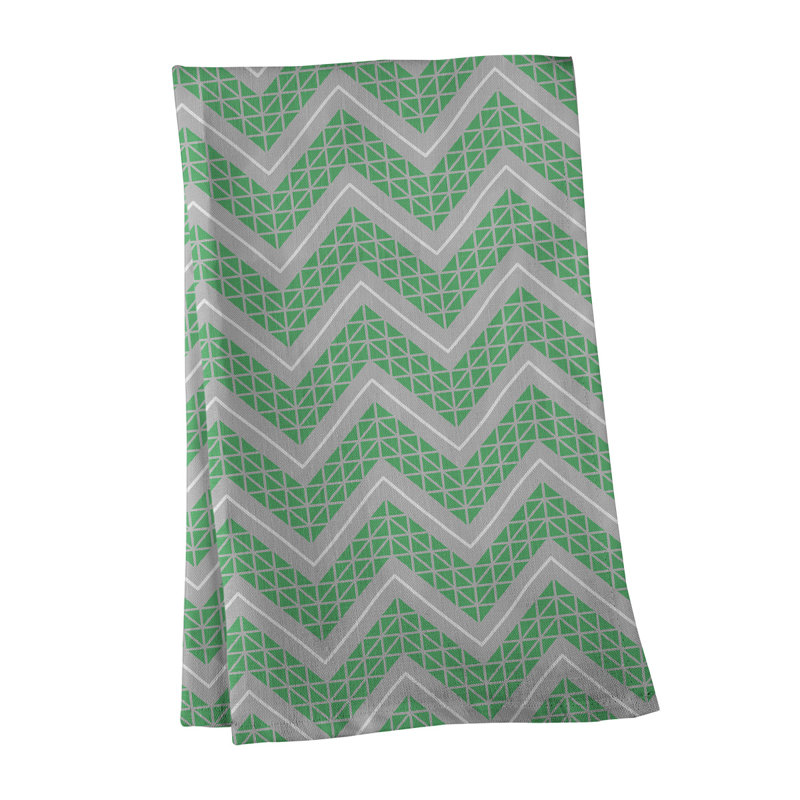 Stephenie Tea Towel Kitchen Towel, Green/Gray/White, Poly Twill