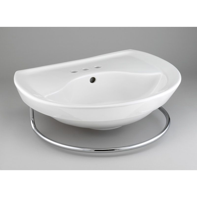 American Standard Ravenna 20'' White Vitreous China U-Shaped Bathroom Sink with Overflow, 4 inch Hole