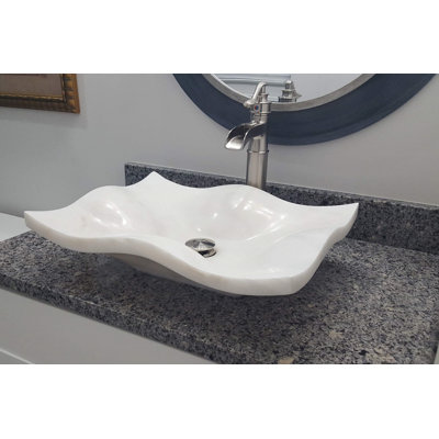 TashMart Flower Petal 17.5 " Stone Rectangular Bathroom Sink