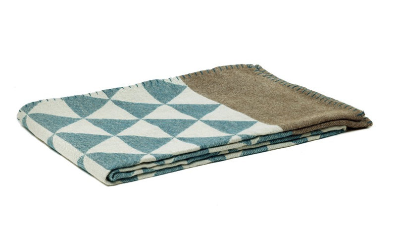 Stockholm Baby Alpaca Woven Throw, Peacock/Taupe