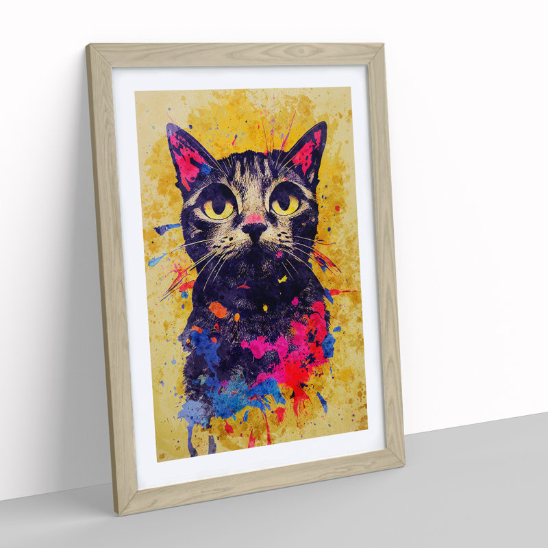 Catt Splash No.1 1 Piece Single Picture Frame Wall Art, 64cm H x 46cm W x 2cm D, Oak