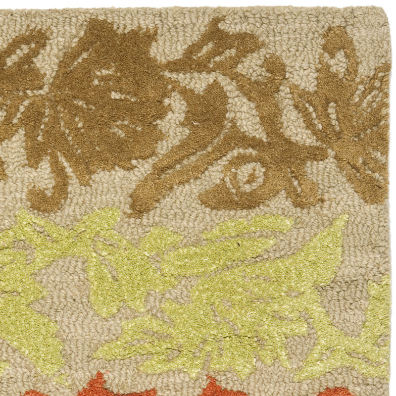 Handmade Multicolor Floral Wool and Viscose Area Rug, 6' x 9'
