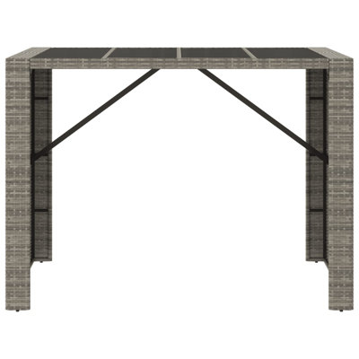 Ebern Designs Bar Table With Glass Top Black 105X80x110 Cm Poly Rattan