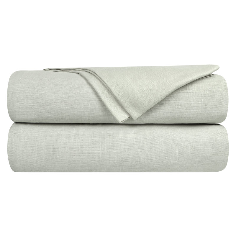 Ensemble de draps en lin 100% européen Delara, contexture de 345 fils, ultra doux et respirant, avec poche profonde élastique idéale pour les dormeurs chauds