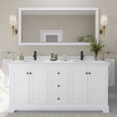 Avery 72'' Double Bathroom Vanity with Marble Top