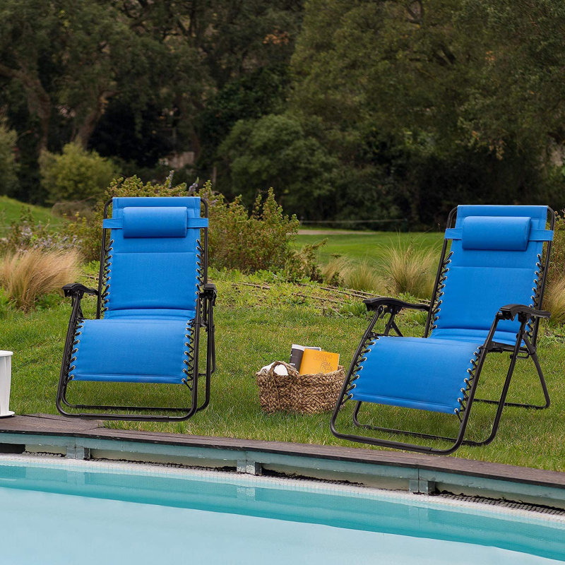 Fauteuil inclinable zéro gravité avec coussin Aava, Bleu