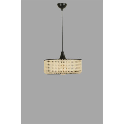 Lustre élégant en rotin, hauteur réglable, 27,6 po de diamètre x 5,9 po de hauteur | Design bohémien et scandinave, douille E27 (40 W maximum) | Élégant luminaire pour décoration intérieure du Sud-Ouest et de la campagne