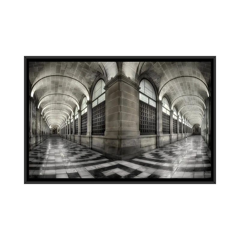 The Corridors Of The Escorial by Fran Osuna - Floater Frame Print on Canvas