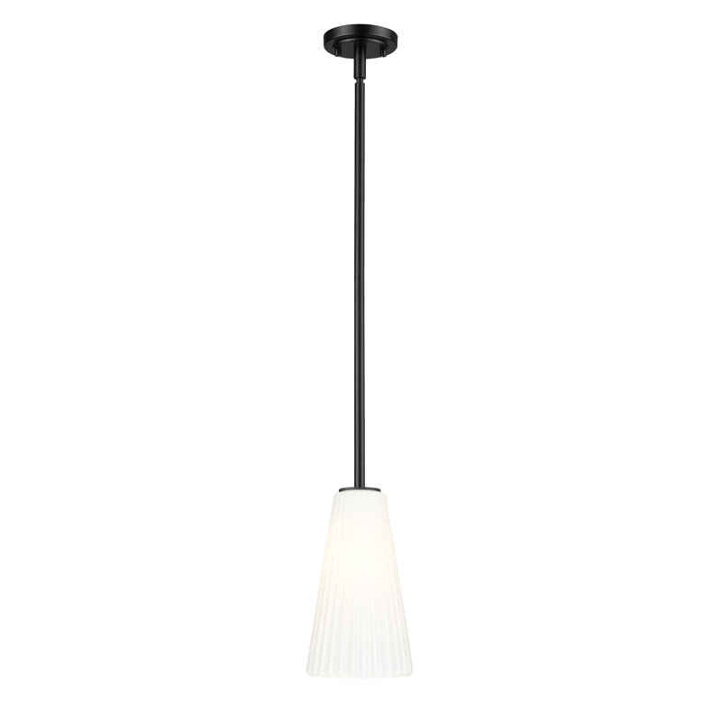 Luminaire suspendu moderne 1 lumière Tomy, H 56 po x l 6 po x P 6 po, Noir mat
