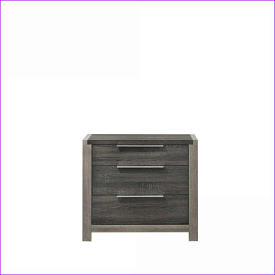 Table de chevet 3 tiroirs Jehoram Grey