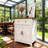 Grain Top Farmhouse Barn-Door Storage Cabinet, Coffee Bar Buffet Sideboard With Drawer For Kitchen & Living Room-1219262481
