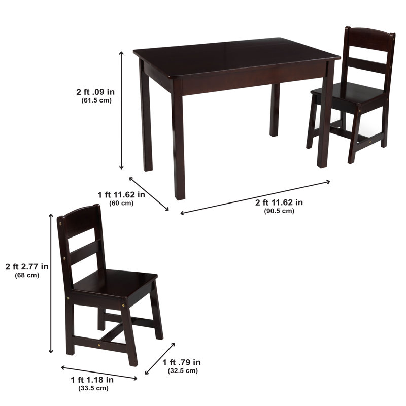 Kids 3 Piece Play Or Activity Table and Chair Set, Espresso