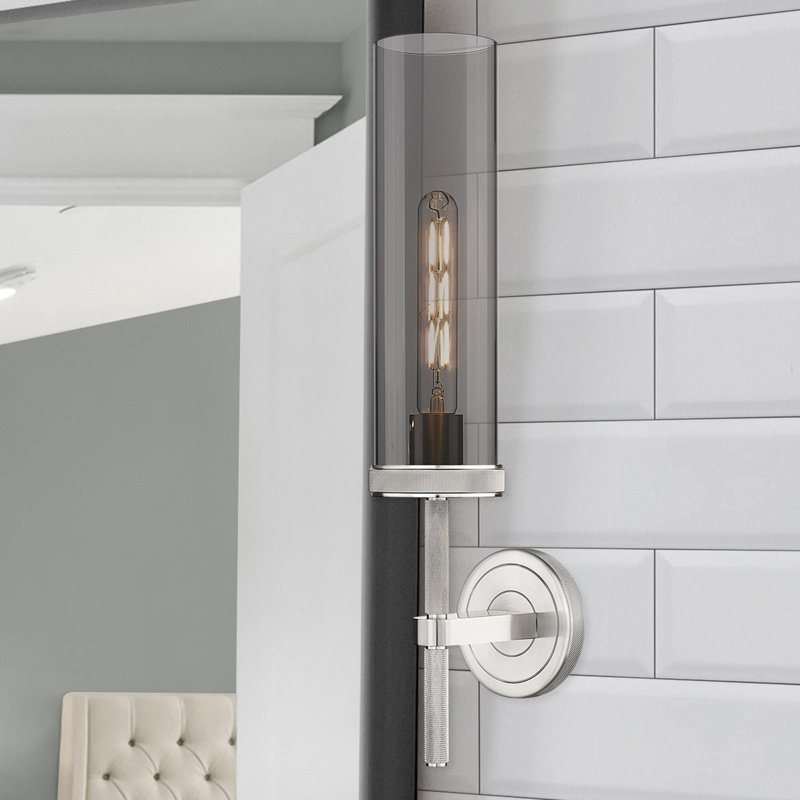 Lakeasha Armed Sconce, Plated Smoke, Satin Nickel