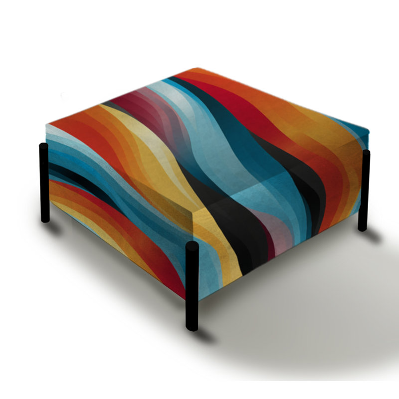 Poupart rayé Rainbow Rhythm II - grand repose-pieds carré rayé