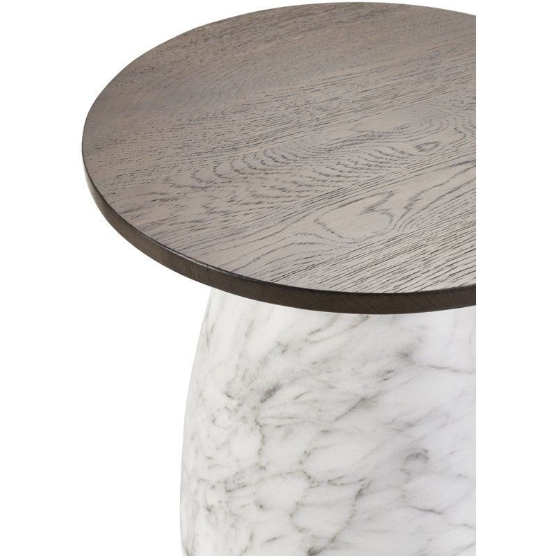 Table de bout Julene, Blanc / gris, Bois brun foncé