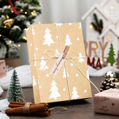 Christmas Decorations Large-Size White Christmas Patterns Kraft Paper Christmas Gift Wrapping Paper Christmas Present Wrapping Paper
