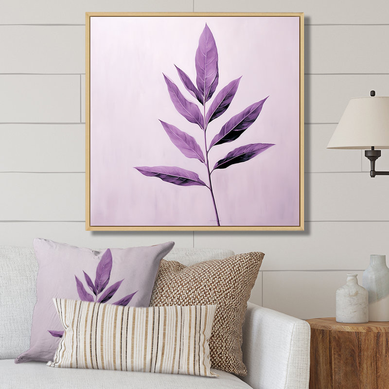 " Purple Lavender Leaf Simplicity ", Natural Floater Framed, 24" H x 24" W x 1" D