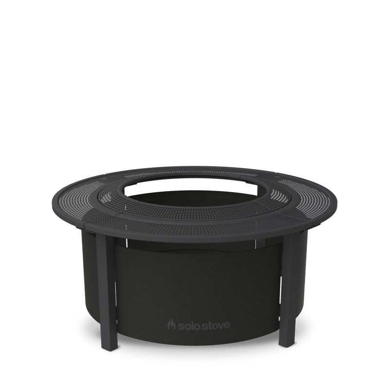 Black Wood Free-standing Fire Pit Table with Steel Housing