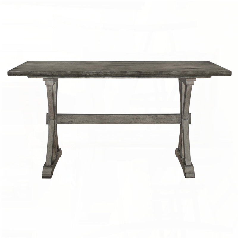 Table de salle à manger à hauteur de comptoir - Finition gris vieilli, bois d'hévéa massif