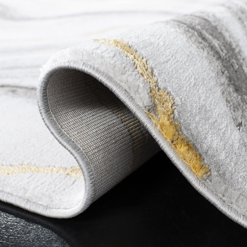 Tapis abstrait gris / doré Swindle, Carré 6 pi 7 po