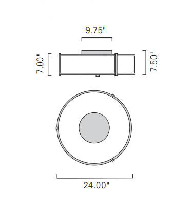 Bainsby Glass Flush Mount, Polished Nickel, 7.5" H x 24" W x 24" D, Textured White Material