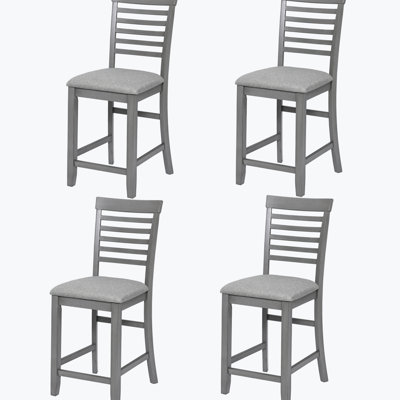 De 4 chaises de cuisine grises, structure en bois massif, assise confortable, patins antidérapants, siège en lin ergonomique, bois rembourré facile à installer, respirant pour la salle à manger ou le salon, design, coussin