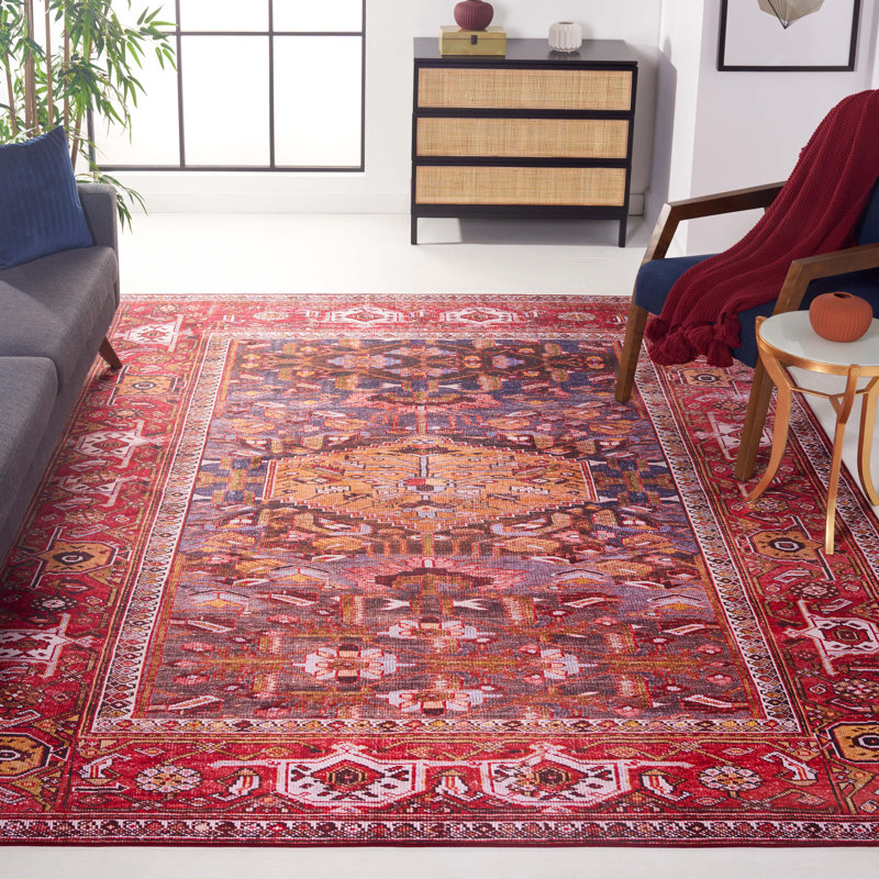 Tapis bleu marine / rouille Gullion Southwestern, Rectangle 10 pi x 14 pi