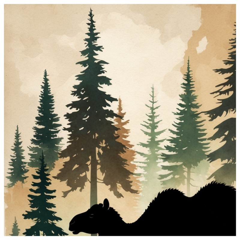 Chameaux en couvertures silhouette forêt, L 50 po x H 60 po